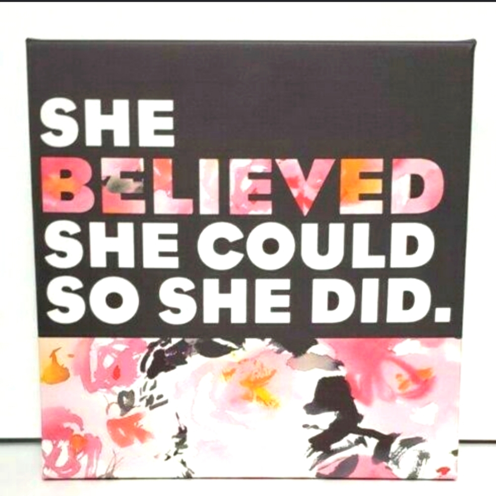 WOMEN EMPOWERED SIGN, floral pink, white and black